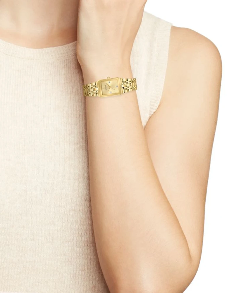 Futuro Quadra Gold-Tone Link Bracelet Watch, 20mm x 32mm