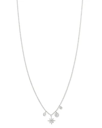 14K White Gold Diamond Starburst Necklace, 18"