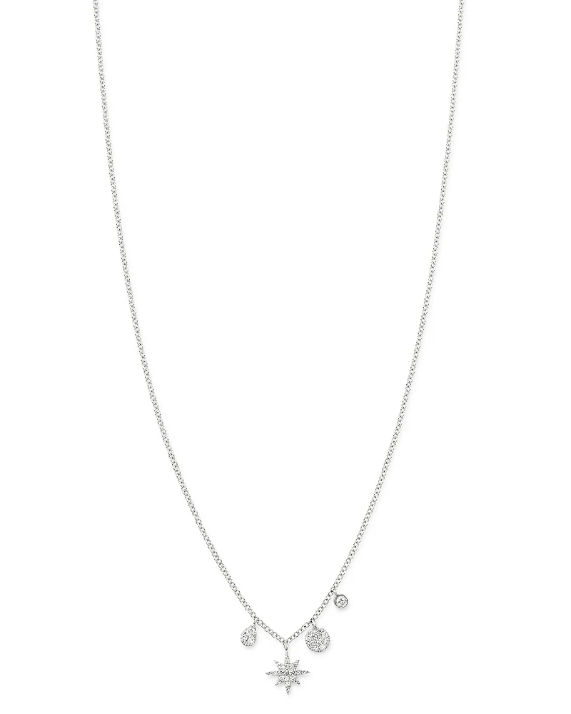 Meira T 14K White Gold Diamond Starburst Necklace, 18
