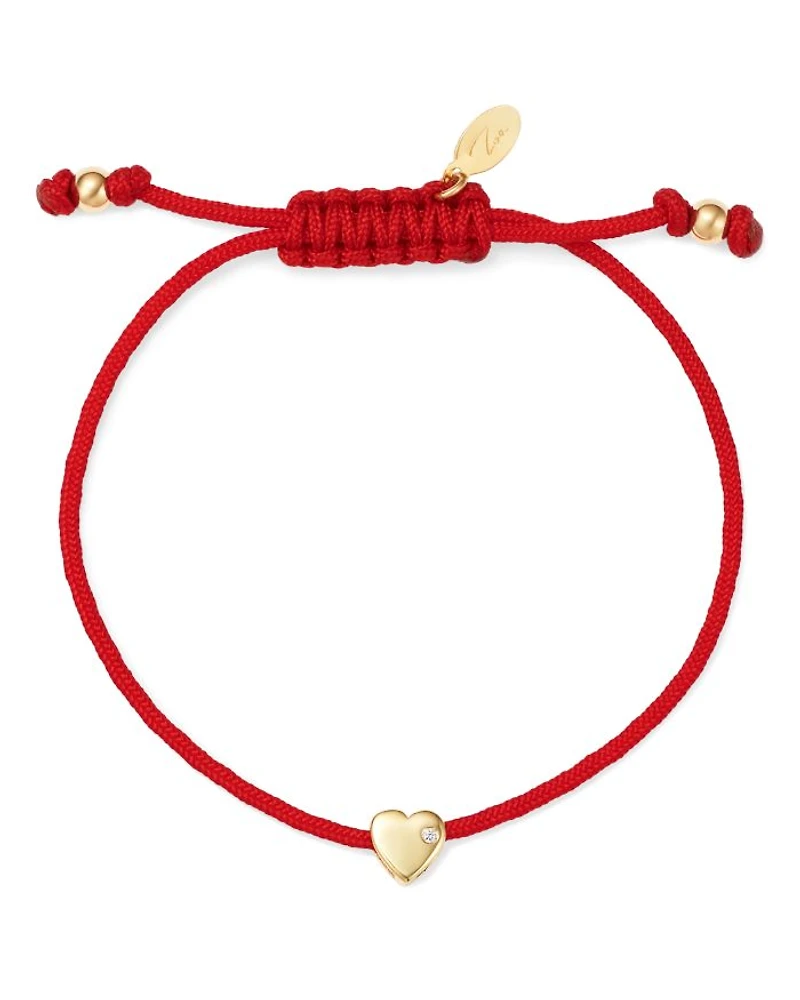 14K Yellow Gold Red Heart Fortune Diamond Bracelet