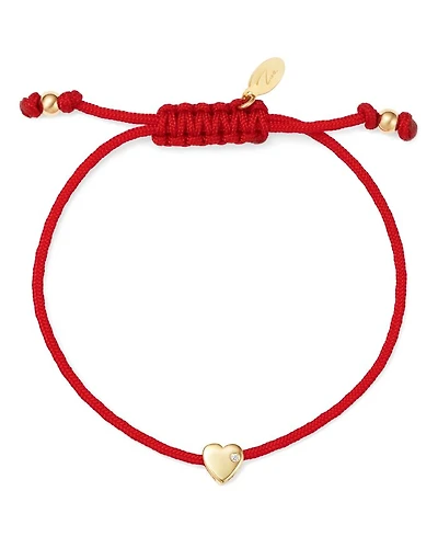 14K Yellow Gold Red Heart Fortune Diamond Bracelet