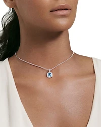Petite Albion® Pendant Necklace in Sterling Silver with Blue Topaz and Diamonds, 7mm
