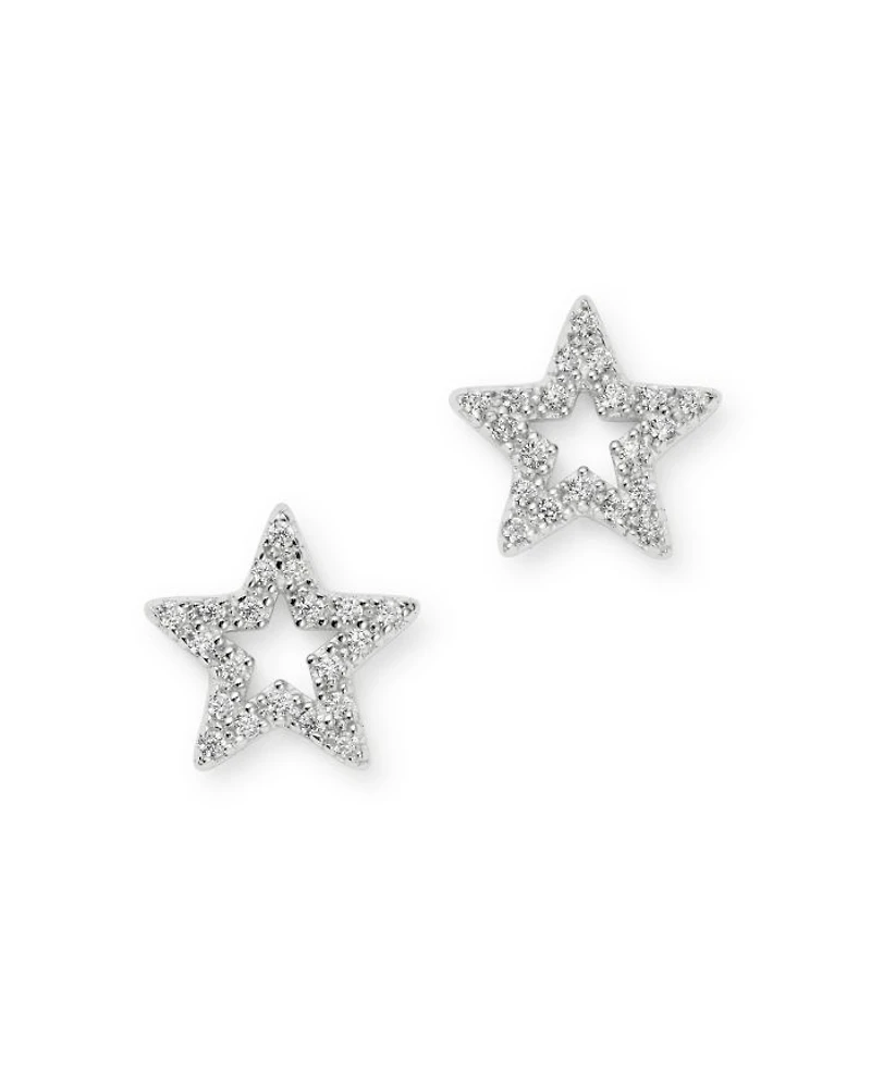 Diamond Star Stud Earrings in 14K Gold