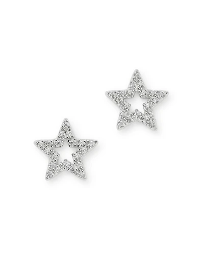 Diamond Star Stud Earrings in 14K White Gold, 0.10 tcw