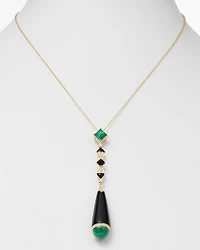 Black Onyx, Malachite & Diamond Pendant Necklace in 18K Yellow Gold, 18"
