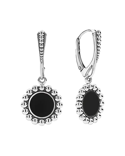 Lagos Sterling Silver Maya Black Onyx Drop Earrings
