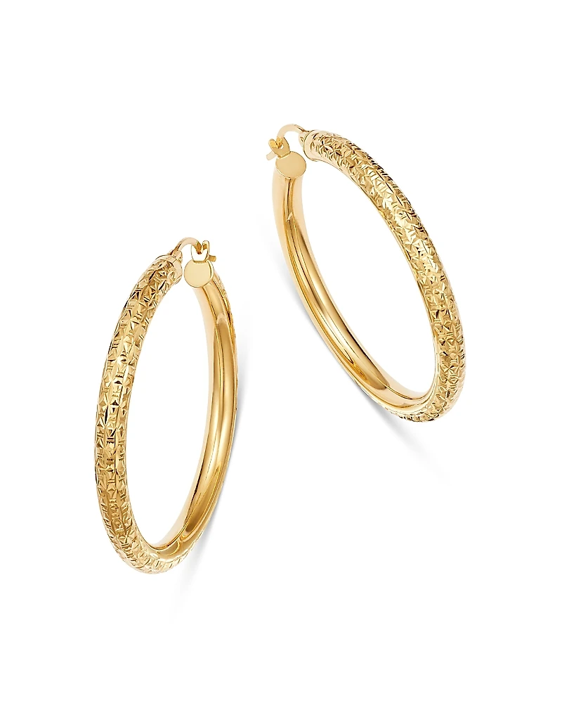 Bloomingdale's Fine Collection Diamond-Cut Tube Hoop Earrings