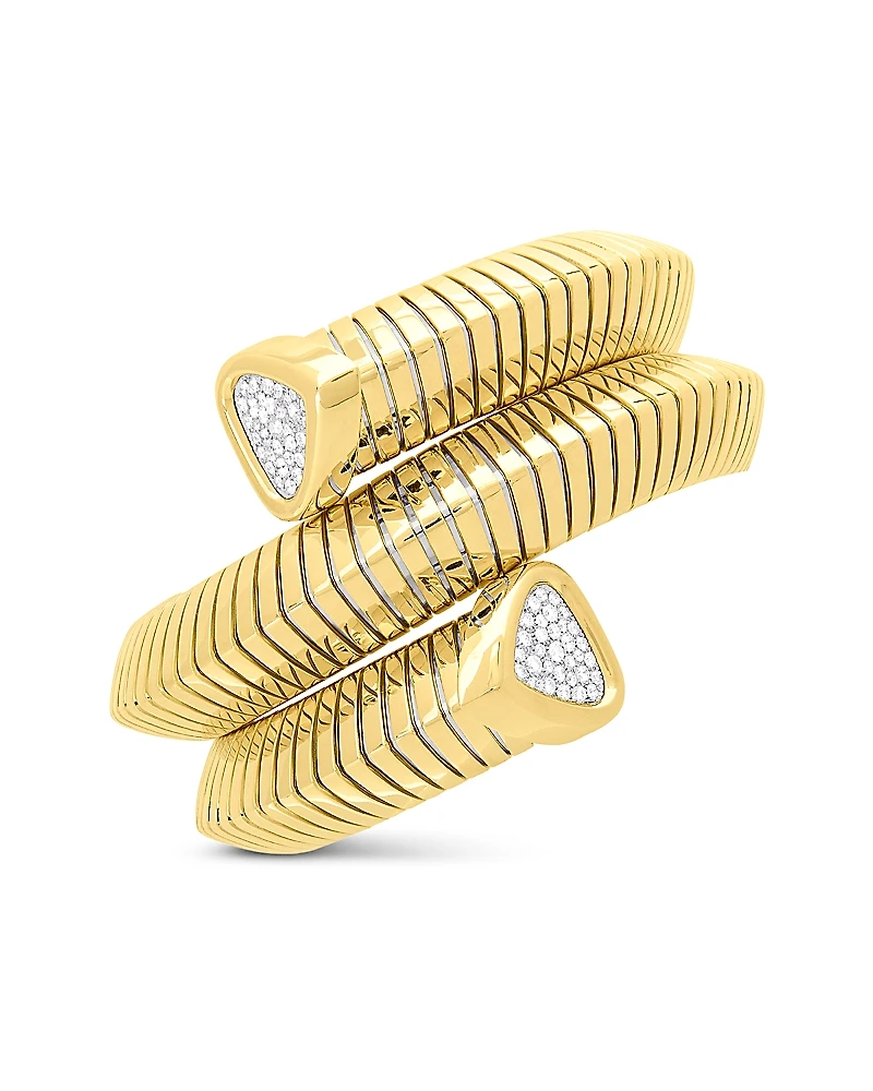 Marina B 18K Yellow Gold Trisola Bangle Bracelet with Diamonds