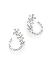 Diamond Flower Front-to-Back Earrings in 14K White Gold, 1.0 tcw