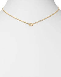 14K Yellow Gold Diamond Eye Pendant Necklace, 14"-16"