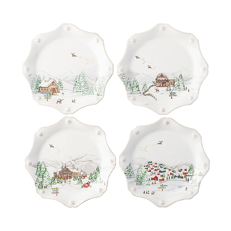 Juliska Berry & Thread North Pole Dessert/Salad Plate Assorted Set/4