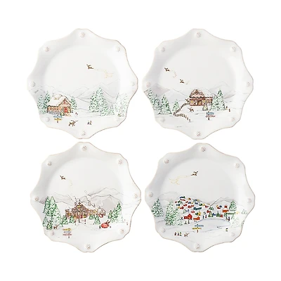 Juliska Berry & Thread North Pole Dessert/Salad Plate Assorted Set/4