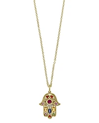 Bloomingdale's Fine Collection Rainbow Gemstone & Diamond Hamsa Pendant Necklace