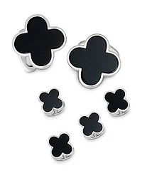 Jan Leslie Sterling Silver & Onyx Clover Stud Set