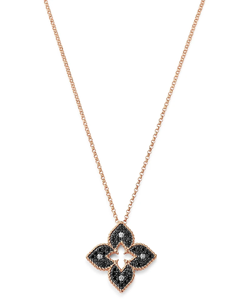 Roberto Coin 18K Rose Gold Venetian Princess Black & White Diamond Reversible Pendant Necklace, 18