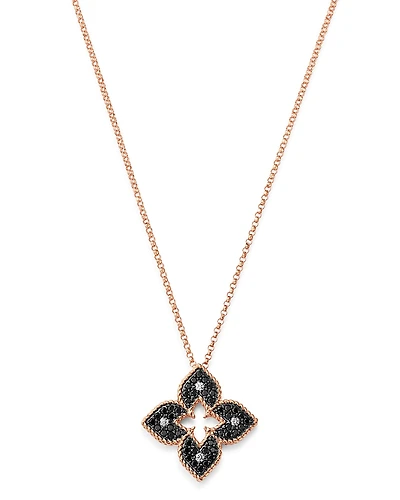 Roberto Coin 18K Rose Gold Venetian Princess Black & White Diamond Reversible Pendant Necklace, 18