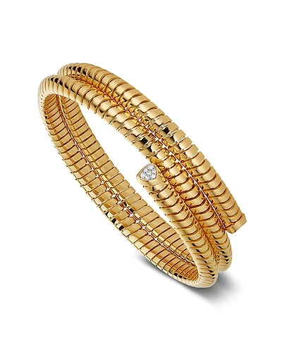 Marina B 18K Yellow Gold Trisolina Diamond Triple-Wrap Bangle Bracelet