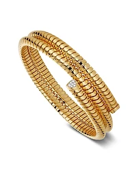 Marina B 18K Yellow Gold Trisolina Diamond Triple-Wrap Bangle Bracelet