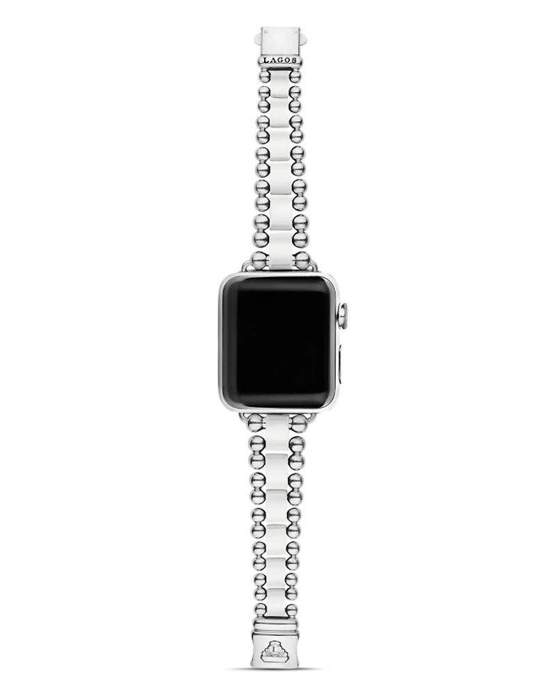 White Ceramic Smart Caviar Apple™ Watch Band, 38mm-42mm