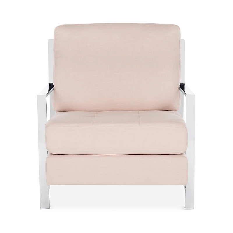Safavieh Walden Modern Tufted Linen Chrome Accent Chair