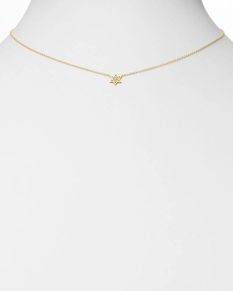 Midi Bitty 14K Yellow Gold & Diamond Star of David Necklace, 16"