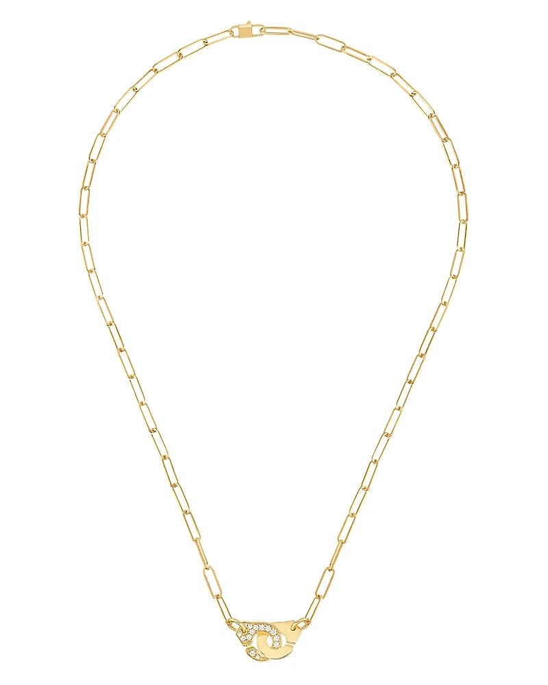 Dinh Van 18K Yellow Gold Menottes Diamond Interlocking Link Necklace, 16.5 - Exclusive