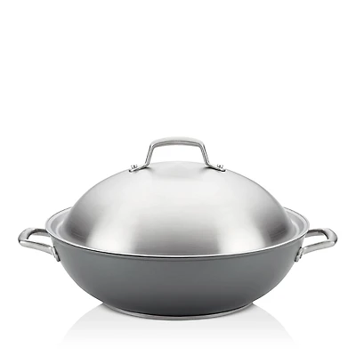 Anolon Accolade Hard-Anodized Precision Forge 13.5 Wok with Lid, Moonstone