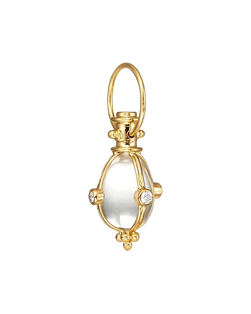Temple St. Clair 18K Classic Amulet Pendant with Oval Rock Crystal and Diamond