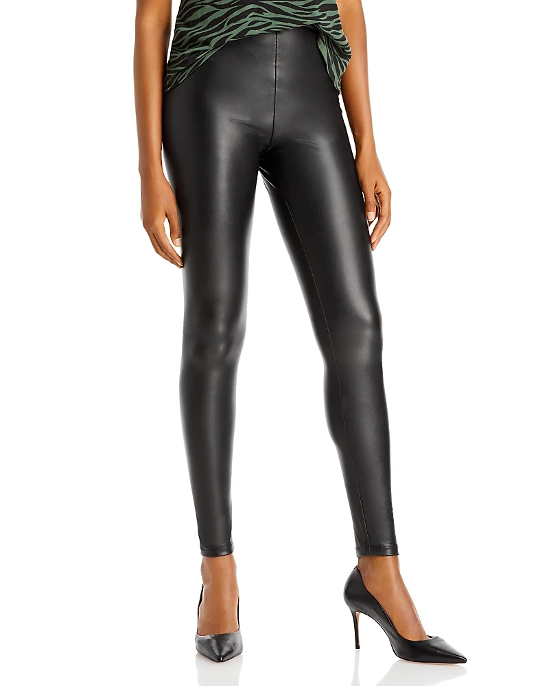 Aqua Faux Leather High Waist Leggings - Exclusive