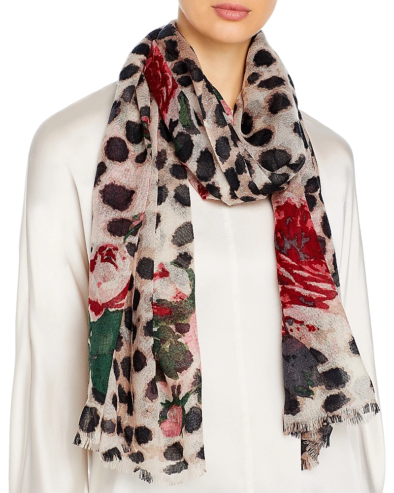 Bloomingdale's Animal & Rose Print Wool Scarf - Exclusive