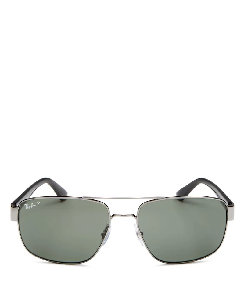 Polarized Brow Bar Aviator Sunglasses, 60mm