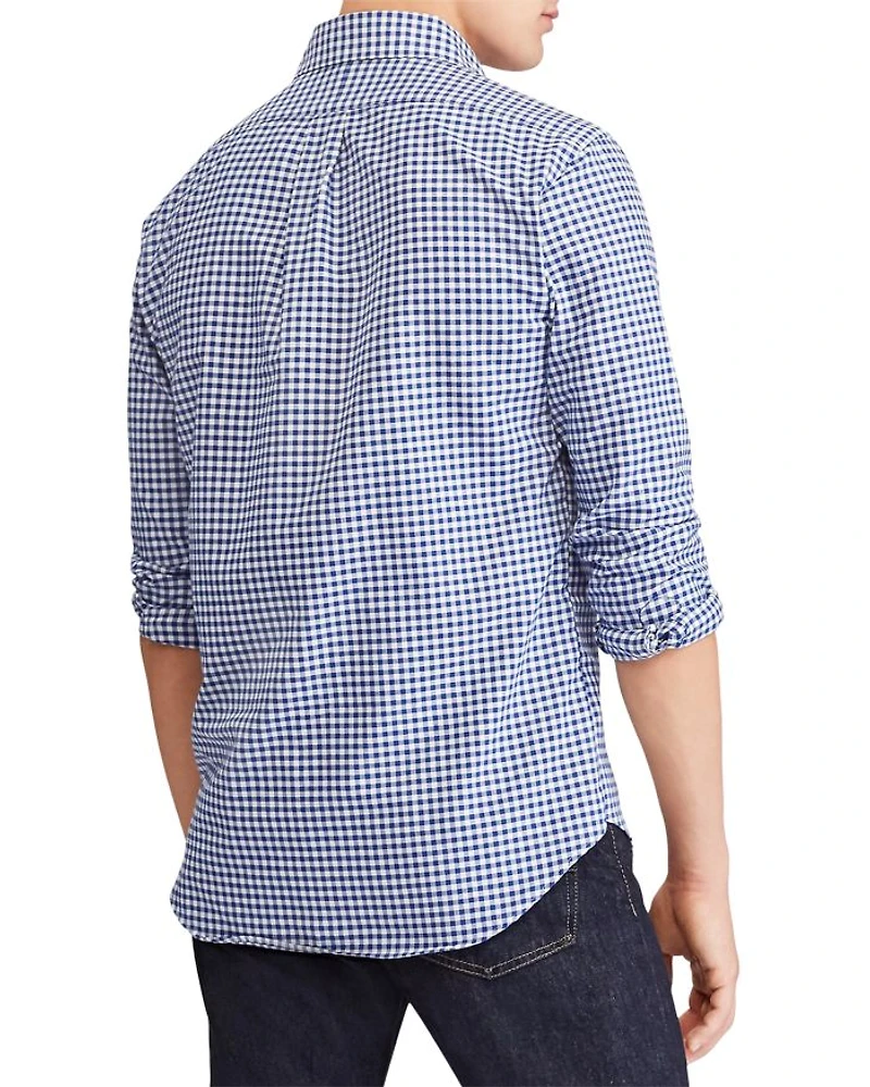 Classic Fit Long Sleeve Gingham Checked Button Down Shirt