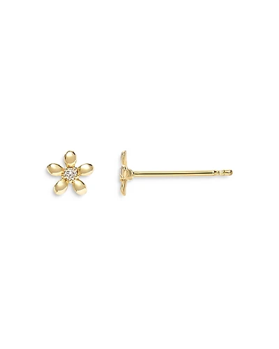 Zoe Lev 14K Yellow Gold Tiny Diamond Flower Stud Earrings