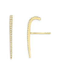 Zoe Lev 14K Yellow Gold Diamond Curved Bar Stud Earrings
