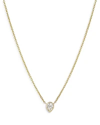 14K Yellow Gold Pear Diamond Bezel Pendant Necklace, 16-18"