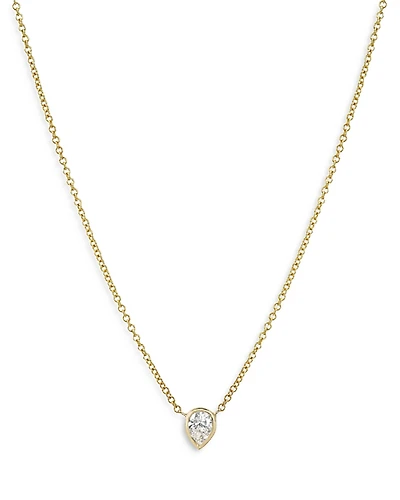 Zoe Lev 14K Yellow Gold Pear Diamond Bezel Pendant Necklace, 16-18