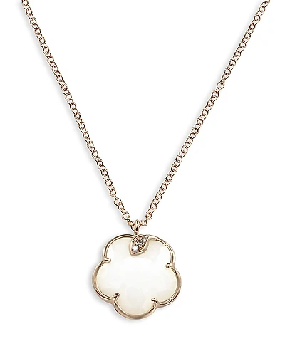 Pasquale Bruni 18K Rose Gold Petit Joli White Agate and Diamond Pendant Necklace, 16.75