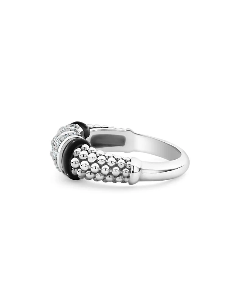 LAGOS Sterling Silver Black Caviar Diamond & Ceramic Statement Ring