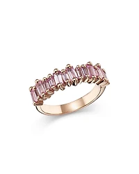 Suzanne Kalan 18K Rose Gold Pink Sapphire Baguette Band