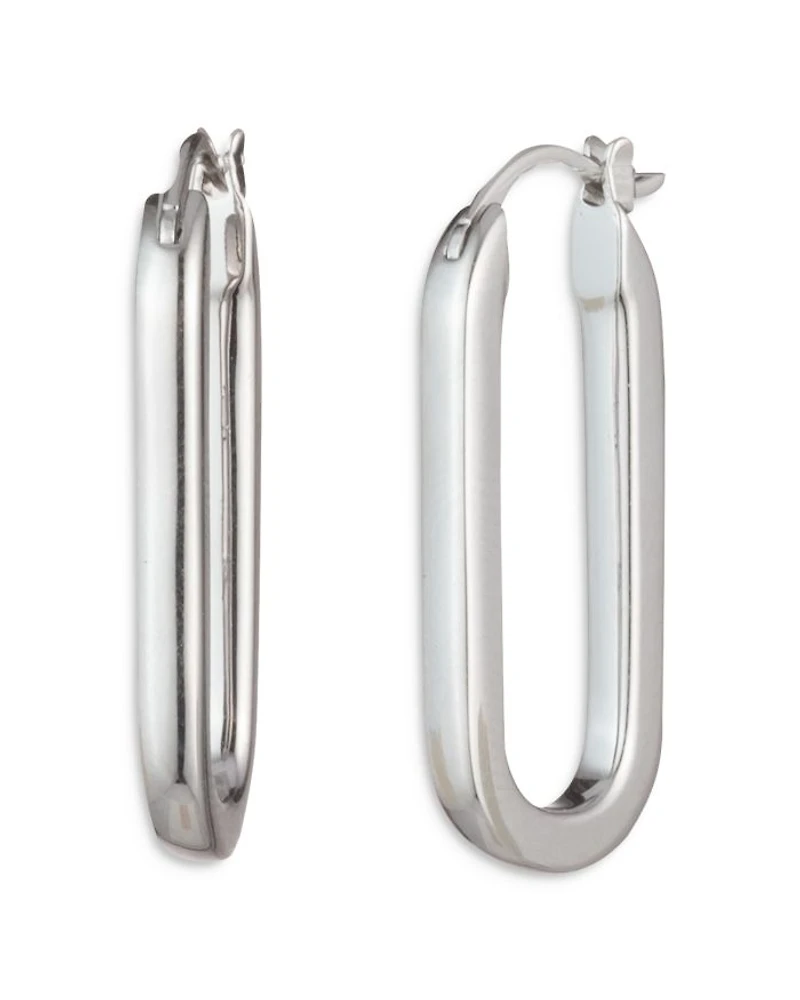 Oval Link Hoop Earrings in Sterling Silver