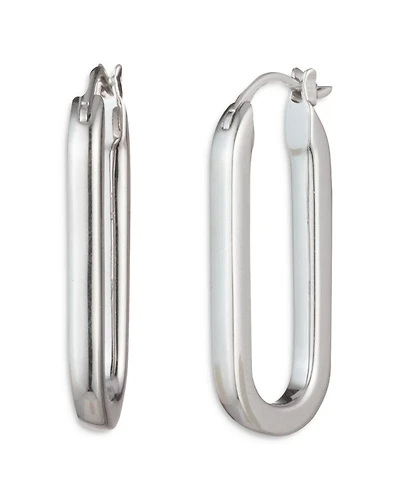 Oval Link Hoop Earrings in Sterling Silver