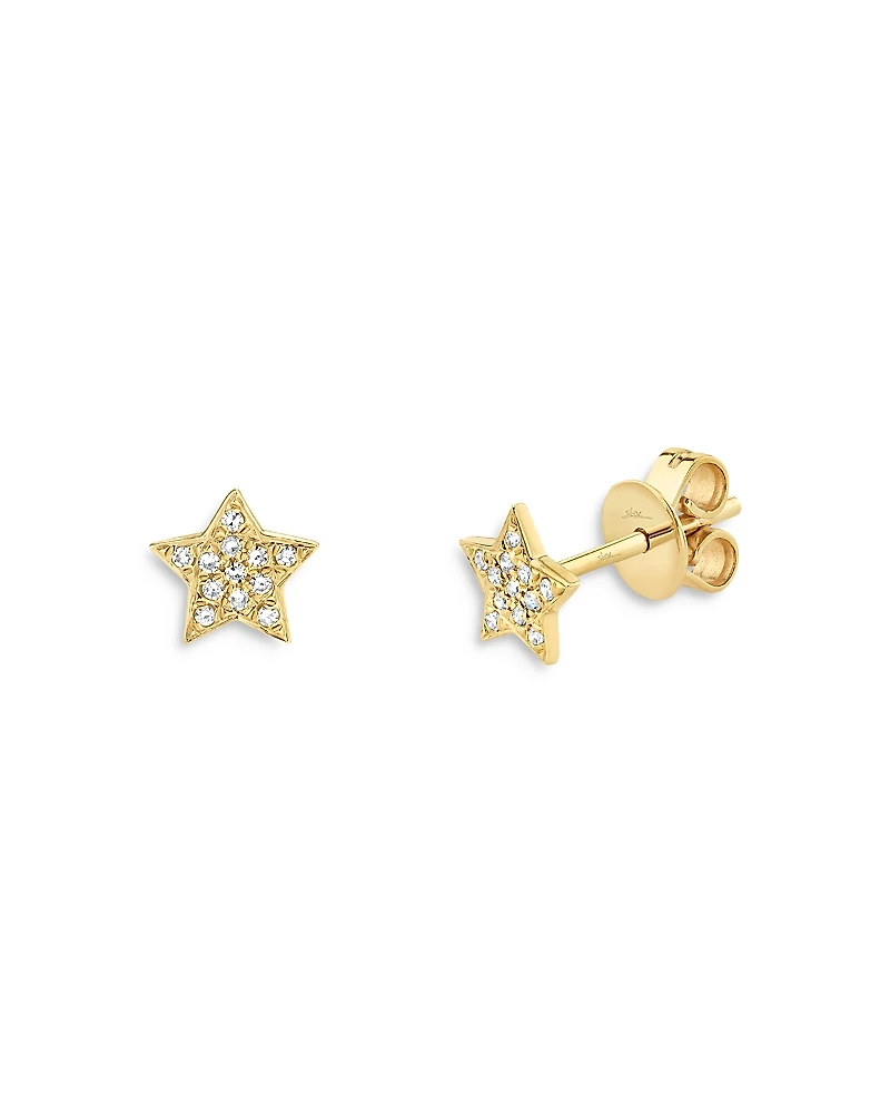 Moon & Meadow 14K Yellow Gold Diamond Star Stud Earrings