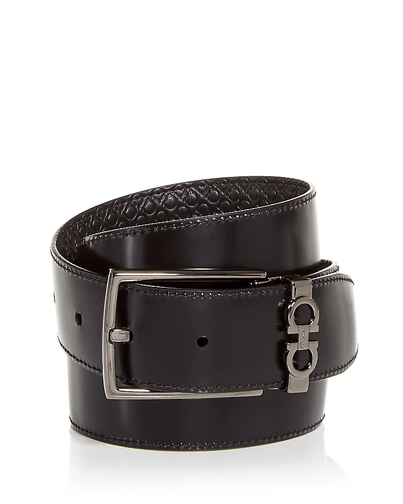 Salvatore Ferragamo Men's Gancini Embossed Reversible Leather Belt