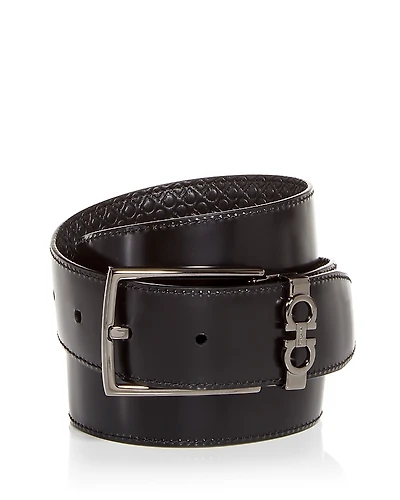 Salvatore Ferragamo Men's Gancini Embossed Reversible Leather Belt