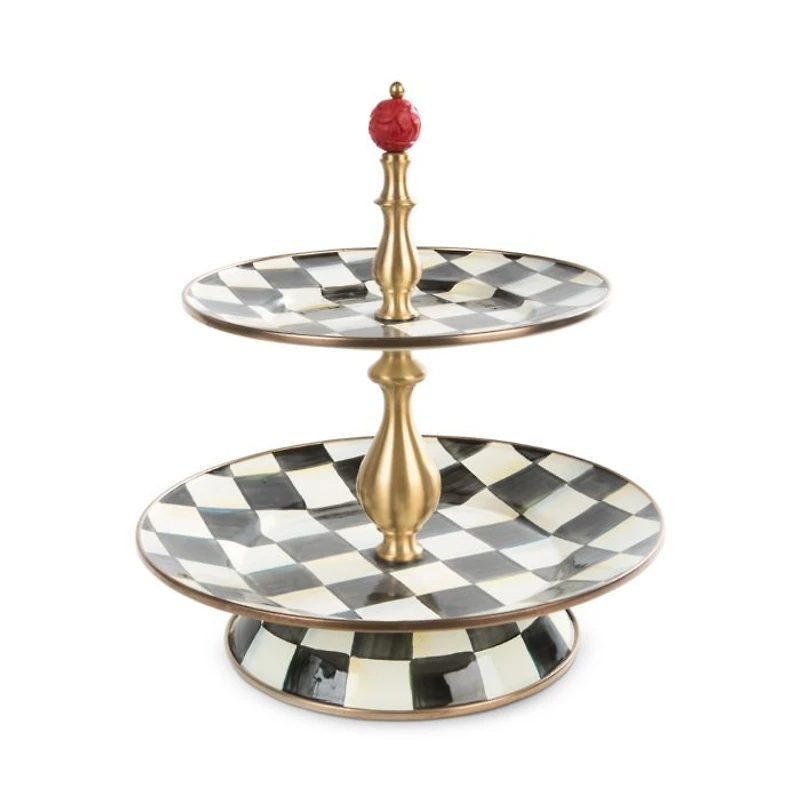 Courtly Check Enamel Two-Tier Sweet Stand