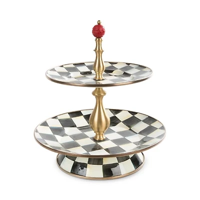 Courtly Check Enamel Two-Tier Sweet Stand