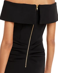 Off-the-Shoulder Scuba Crepe Gown - Exclusive