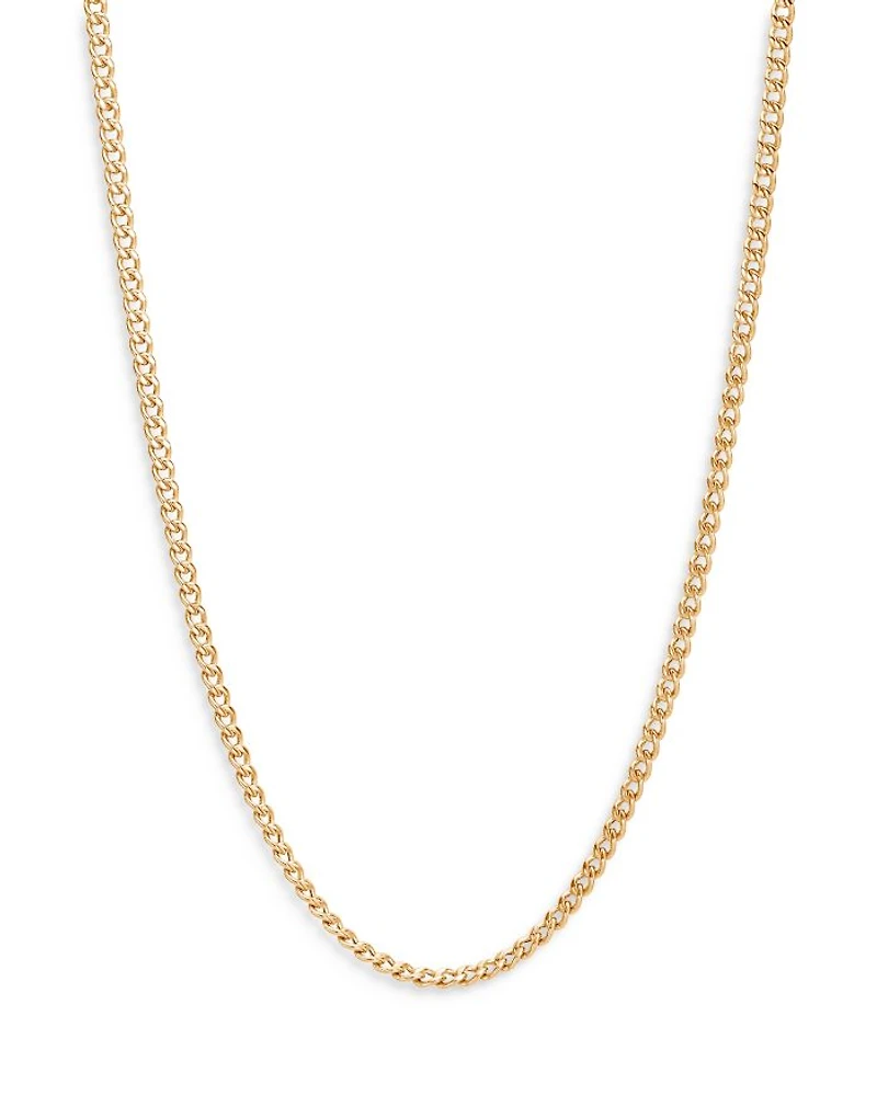 18K Yellow Gold Classic Curb Thin Chain Necklace, 22"