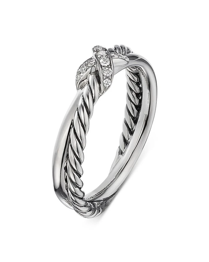 Sterling Silver & Diamond Petite X Ring