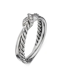 Sterling Silver & Diamond Petite X Ring